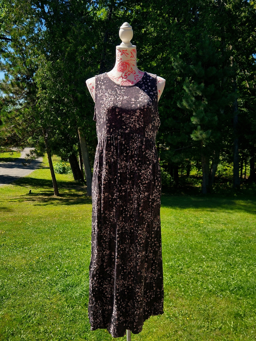 Maurices Black Floral Sleeveless Maxi Dress